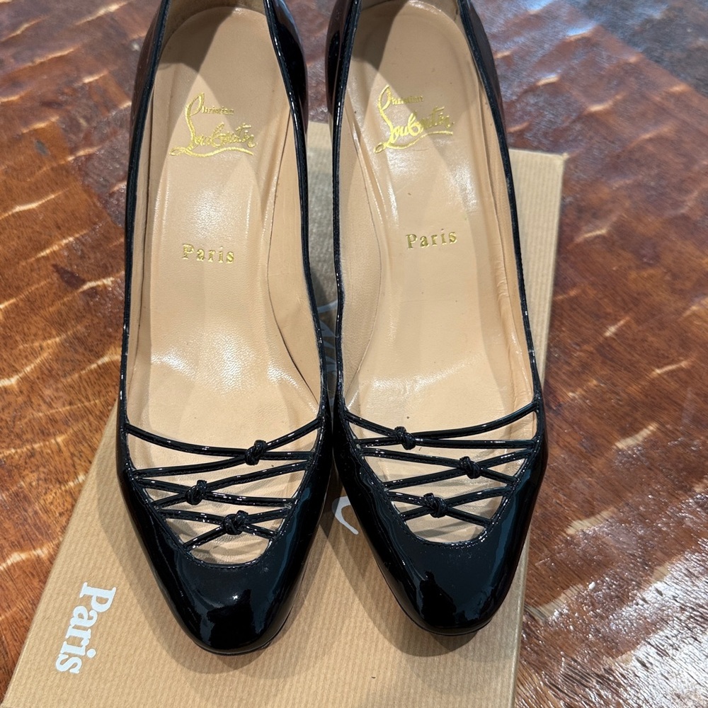 Christian Louboutin Black Patent Leather Pumps 7.5